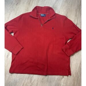Ralph Lauren Polo Men's Red Quarter Zip Cotton Pullover Sweater Size XL